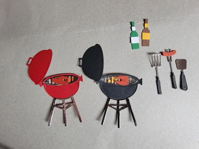 6 piezas. Troquetes troquelados de cartulina Bar B Q para parrilla - libro de recortes