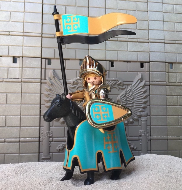 2 x KREUZRITTER BLAU GELB A PLAYMOBIL zu Jerusalem Sarazenen Crusader Custom RAR