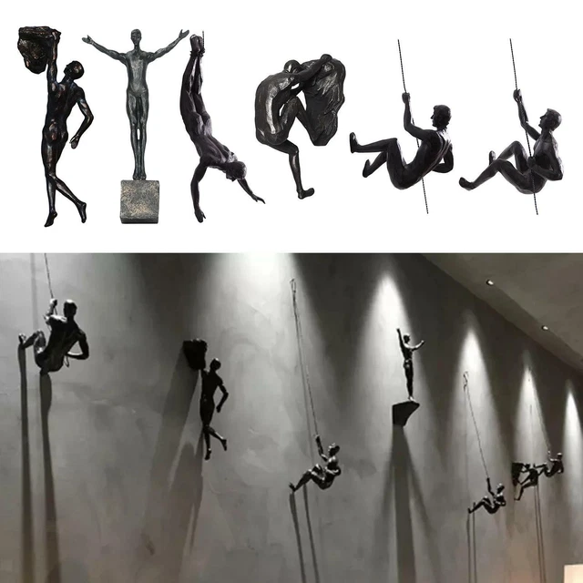 Nordic Moderne Einfachheit Harz Skulptur Kreative Klettern Mann Wand Skulpturen