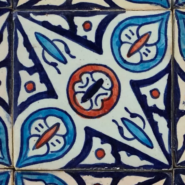 Hand-Painted Tile Elyes 10x10 Real Handmade Moroccan Keramikfliese