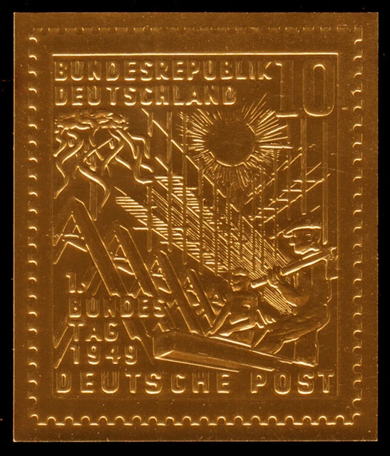 111 Deutscher Bundestag 1948: vergrößerter Gold-Prägedruck laut Abbildung