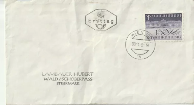 Österreich FDC " 150 Jahre Technische Hochschule Wien 08.11.65" , siehe Scan