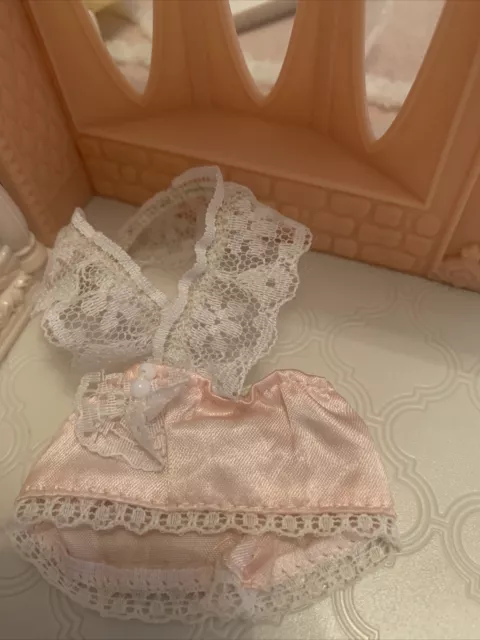 Sylvanian Families Spares wedding  bridesmaid pink dress satin lace pearl bead