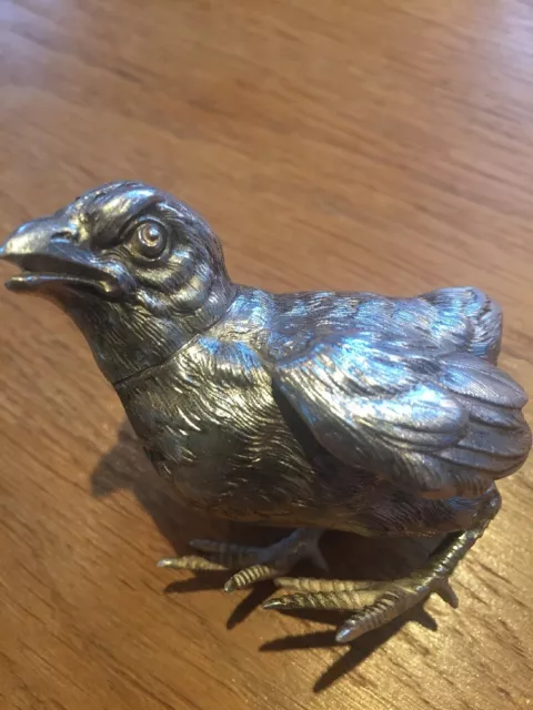 Antique Novelty Solid Sterling Silver Chick Pepper Continental Marked