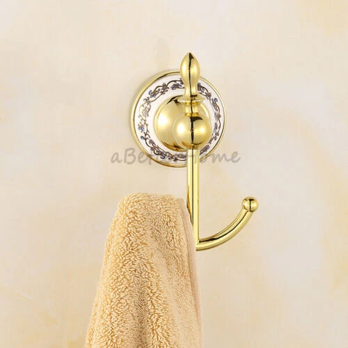 Golden Wall Mounted Door Hooks Bathroom Kitchen Towel Hook Holder Clothes Hanger