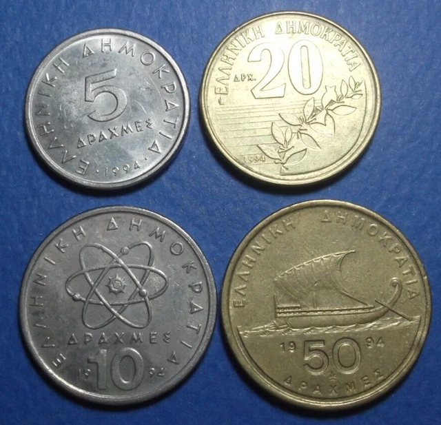 Greece 4Coins from 1994 Homer ship Democritus Atomic Energy D. Solomos Aristotle