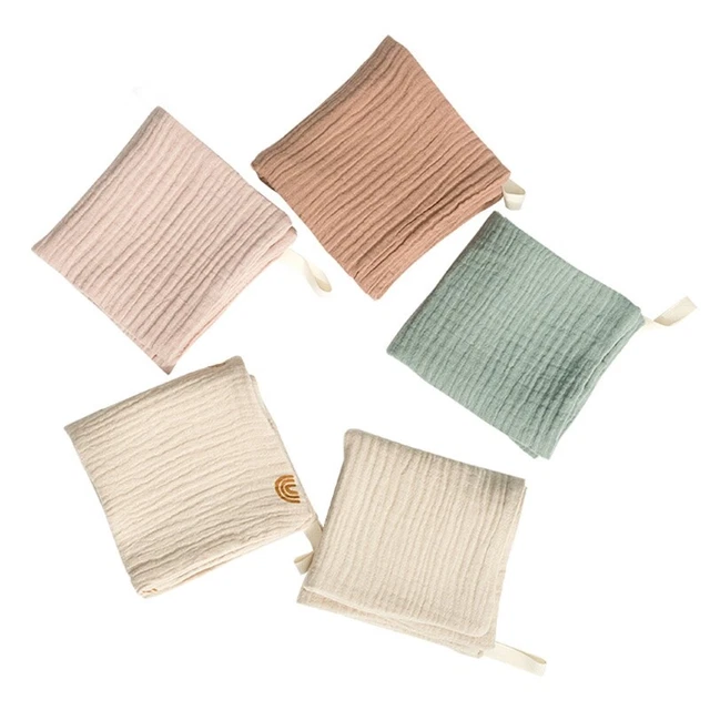 Muslin Baby Washcloths Set(5-Pack), Natural Cotton Infant Bath Towel (Square)