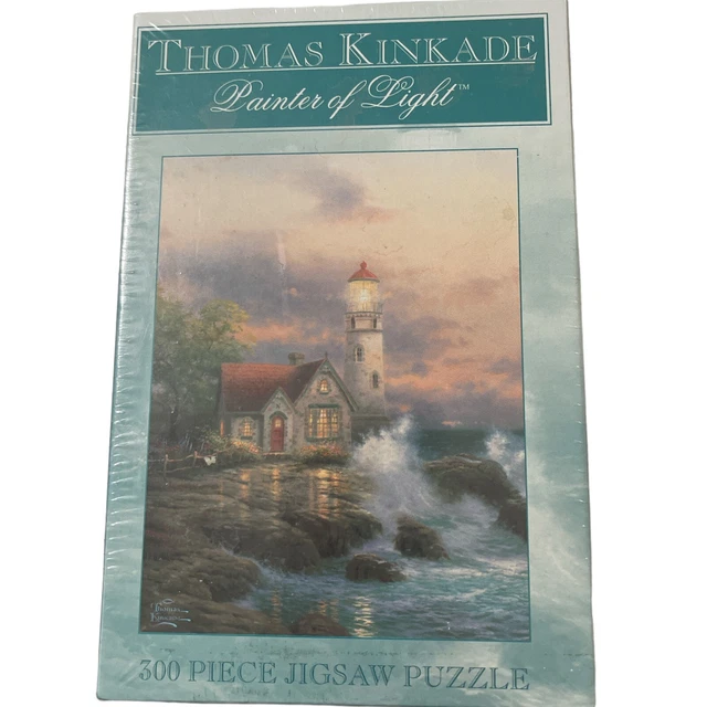 New VTG Thomas KINKADE Lighthouse Puzzle Beacon Of Hope 300 Pieces Sealed ‘01