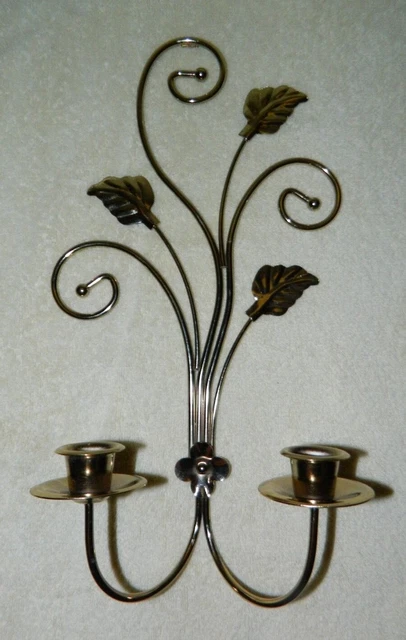 1 Home Interior HOMCO Sconce Gold Color Brass Double Candle/Votive Cup Holder