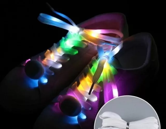 Shoe Laces Light Up Part Shoelaces Glow LED Flash Luminou Multi 7 Colour