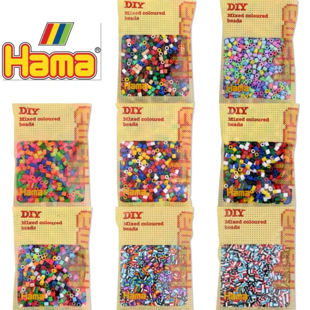 Hama Beads 1000 Pack Packs for Hama Pegboards Genuine Midi Fuse Melt Bead Mixed
