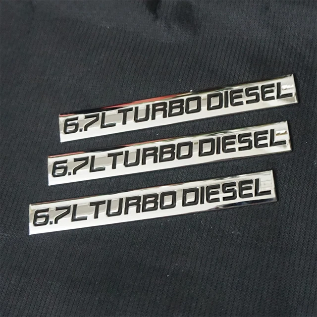 3x 6.7L TURBO DIESEL Chrome Black Metal Decal Emblem Sticker Badge 3D Utility V8