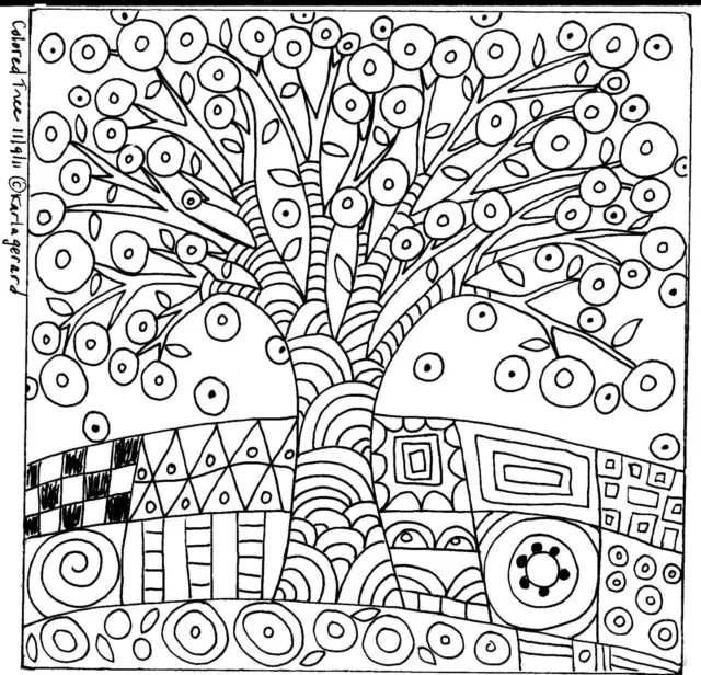 RUG HOOKING Craft PAPER PATTERN Colored Tree FOLK ART PRIMITIVE Karla Gerard