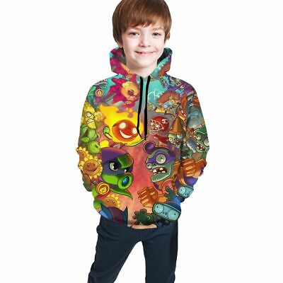 Plants vs Zombies Game Kids Youth Boy Printed Pullover Hoodies Casual Top Gift
