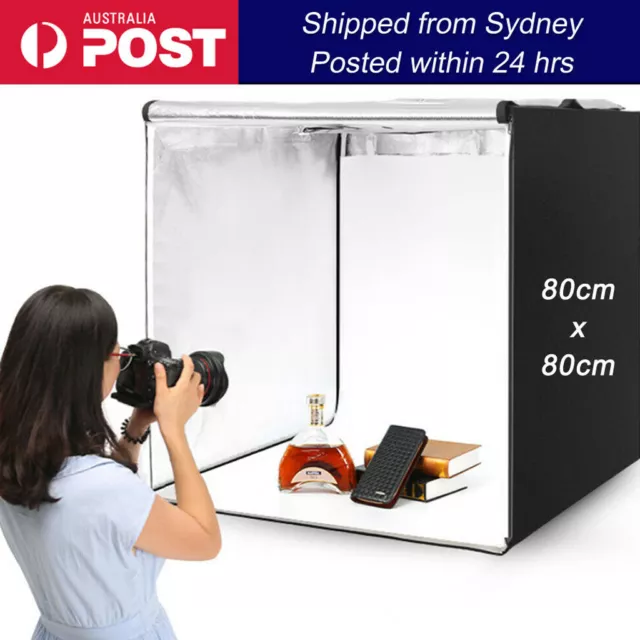 2023 LARGE 80cm Photography Studio Portable LED Light Tent Photo Box + Backdrops