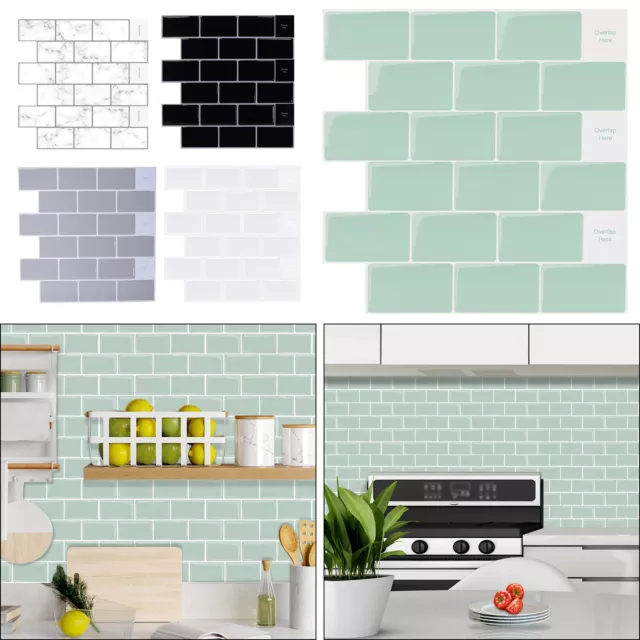 5-30 Sheet Kitchen Stick on Tile Stickers Bathroom 3D Self Adhesive Wall Tiles