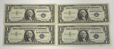 Lot of 4 1957 Series US Silver Certificate $1 Dollar CU Grade Paper Money Notes