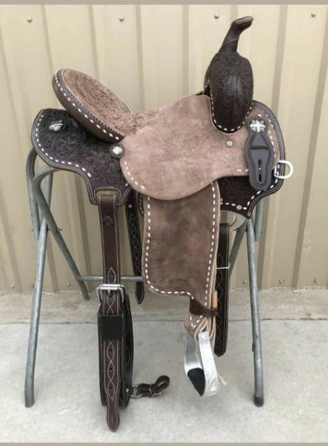 Western Rembourré Selle 16  Sur Eco Cuir Couleur Marron Avec