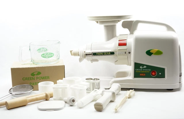 Green Power Juice Extractor Gold GP-E1503 w/ All Original Attachments! - EUC