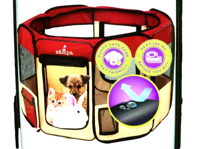 Zampa Pet Playpen Medium 45"X45"X24" Pop up Portable Playpen for Dogs & Cat