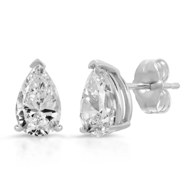 4 Ct Certified Treated Off White Diamond Solitaire Studs In 925 Sterling Silver