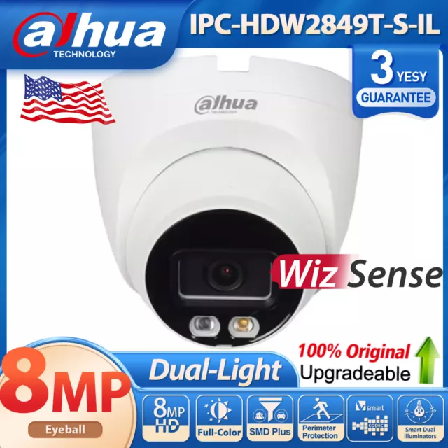 ✅ Dahua 4K 8MP Full Color+IR WizSense IP Camera PoE IPC-HDW2849T-S-IL Dual Light