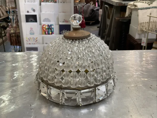 Vintage Half Basket French Room Dome Beaded Bedroom Flush Chandelier Hallway Sml