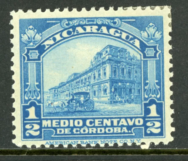 Nicaragua 1914 Cathedral ½¢ Light Blue  Mint M490