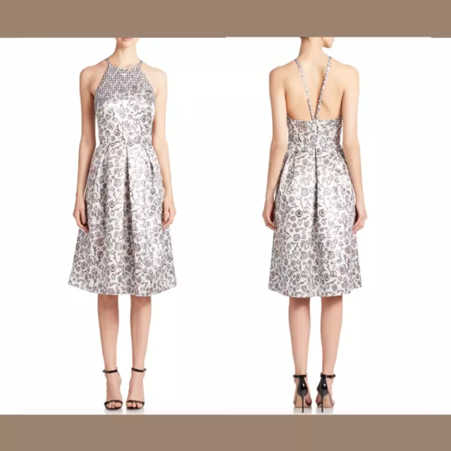 NWT $408 Phoebe by Kay Unger Floral Print Jacquard Midi Dress [SZ 8 ] #e36