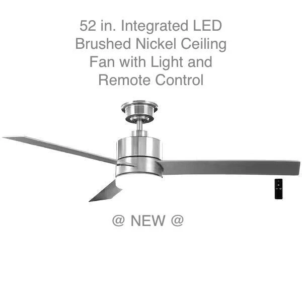 HAMPTON BAY MADISON 52 in. Integrated LED Brushed Nickel Ceiling Fan