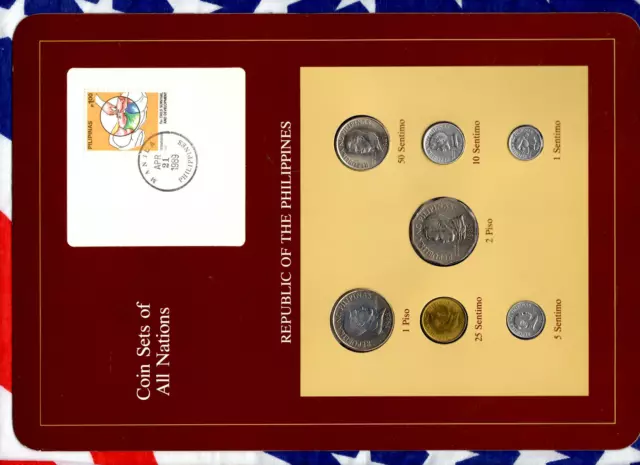 Coin Sets of All Nations Philippines w/card 1985-1988 UNC Piso 1988 2 Piso 1985