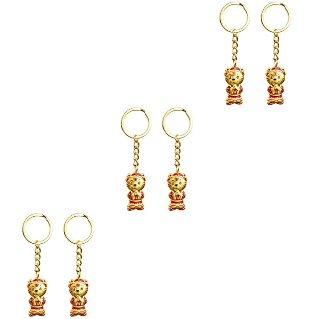 6 Pcs Alliage De Zinc Porte-clés Année Du Tigre Manquer Zodiaque
