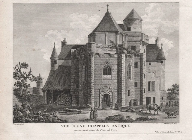 Vez Donjon Oise Hauts-de-France vue estampe gravure engraving Kupferstich 1780