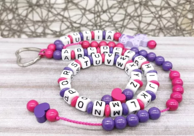 Rechenkette ABC Kette Zählkette Pferd mit Name Mädchen Pink Geschenk Einschulung