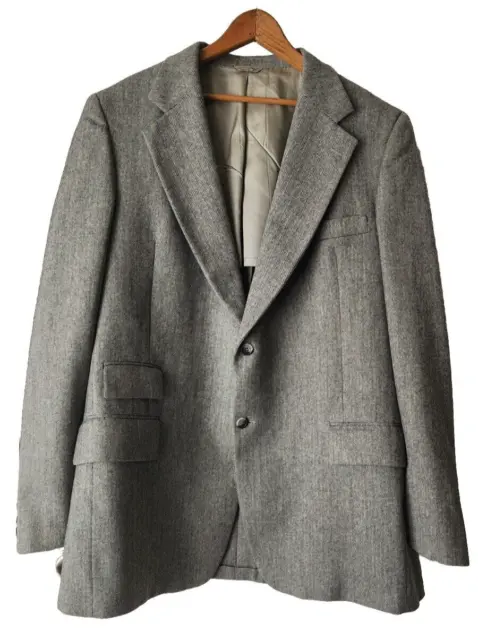 Botany 500 Blazer Coat Size 48 R Grey Tweed Wool Cartier Collection  Preowned