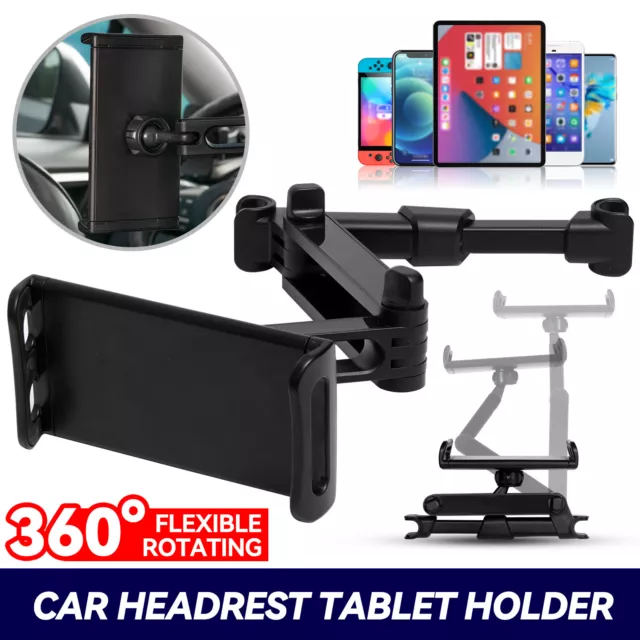 Universal Car Seat Back Headrest Mount Holder for 4-10.5 inch iPad Phone Tablet.