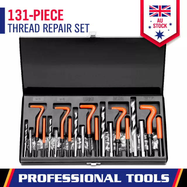 131-Piece Helicoil Kit HSS Thread Repair Drill Metric Set Heli Coil Tap Insert