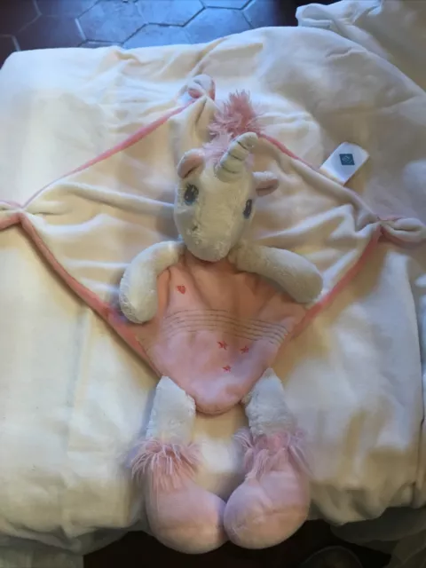 DOUDOU PLAR Tex Carrefour Licorne Rose Blanche C ur EUR 21 00