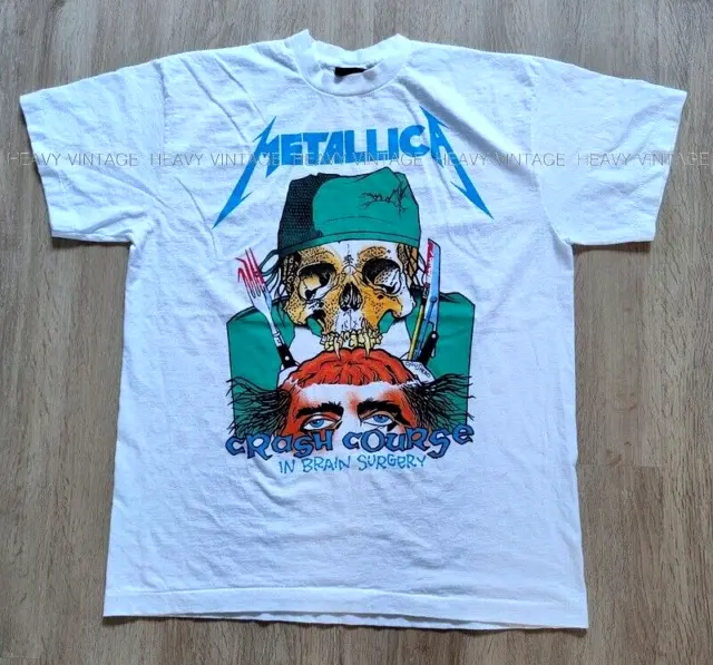 Vintage Metallica Shirt L Crash Course in Brain Surgery Pushead Metal Band Rock