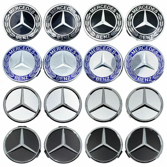 4 Stück 75mm Mercedes-Benz Nabendeckel Radkappe Abzeichen Felgenabdeckung Emblem