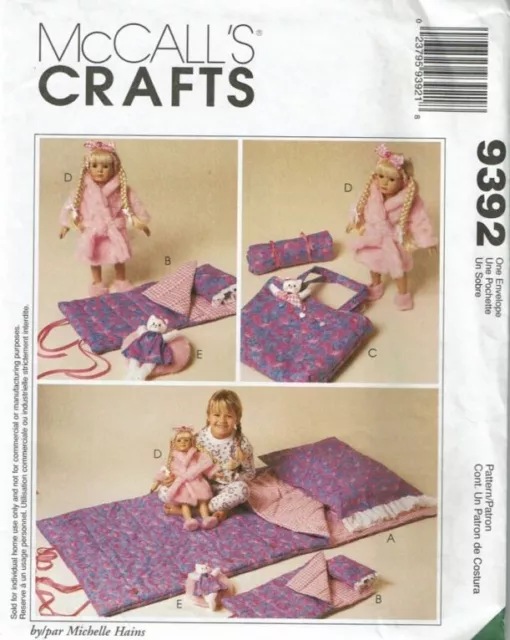 McCalls Sewing Pattern 9392 Slumber Party Sleep Mat Pillowcase Tote Bag