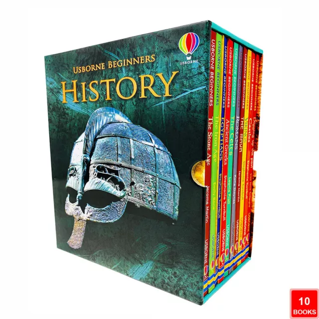Usborne Beginners History 10 Books Collection Box Set Stone Age, Iron Age, Egype