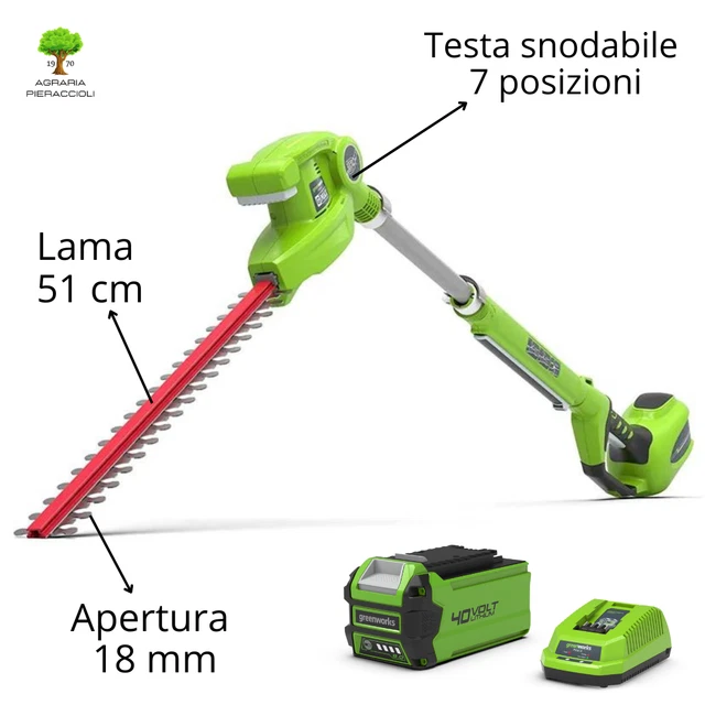 Tagliasiepi a palo a batteria 40V G40PHA - Greenworks Tagliasiepi a palo a batteria 40V G40PHA - Greenworks