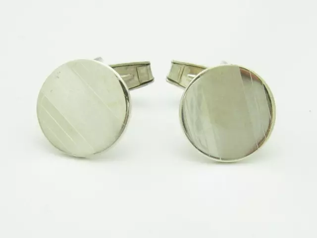 Sterling Silver Circle Design Brushed Finished Cufflinks Bridal Gift