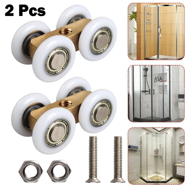 Rollo duradero puerta corredera ruedas colgante cuatro ruedas 2 piezas 4.4cmx2.2cm cobre
