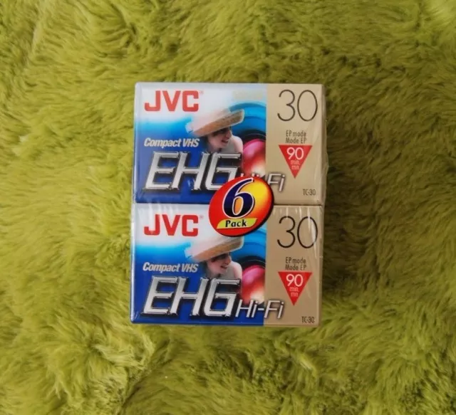 NEW JVC EHG Hi-Fi Compact VHS Camcorder Tape TC-30 90 minutes 6 pack