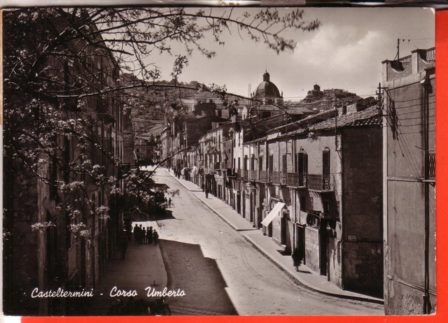 Cartolina  Casteltermini B/N  Viaggiata 1953 Corso Umberto