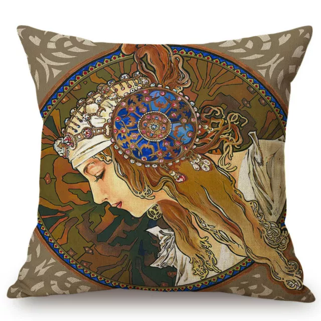 Kissenhülle Kissenbezug Canvas-Stoff Jugendstil Art Nouveau Kunst Alphonse Mucha