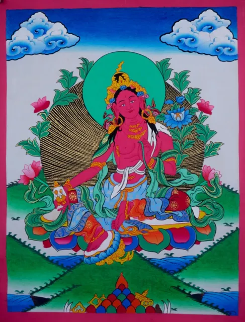 Red Tara Thangka Art | Handmade in Nepal Tibetan Thangka Art | Compassion & Love