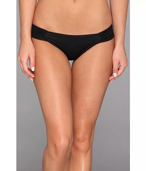 Vitamin A Swim Antibes Ruched Hipster Full Bikini Bottoms Black Xs New! $82